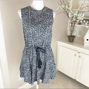 Rachel Roy Leopard Blue Tie Waist dress